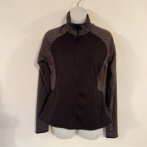 Champion Full Zip Striped Thumb Hole Jacket Women Size M Gray / Black